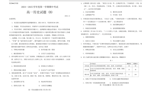 山东省菏泽市2024-2025年第一学期期中考试高一历史_2024年11月试卷_1126山东省菏泽市2024-2025学年高一上学期11月期中考试_山东省菏泽市2024-2025年第一学期期中考试高一历史