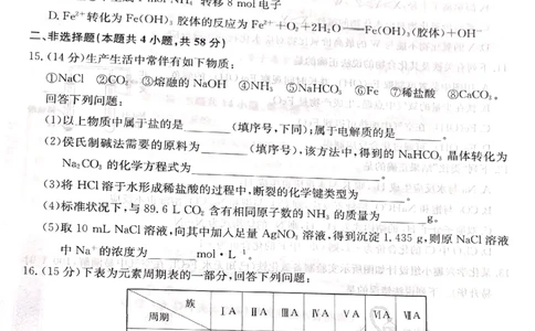 山西省大同市高一期末联考化学_2026年02月高一试卷_260211三晋卓越联盟&middot;山西省2025-2026学年高一年级2月期末总结考(26-X-414A)（全）