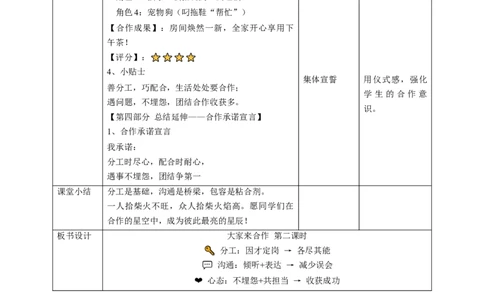 8《大家来合作》第二课时（教学设计）_26新一年级道法下册（统编版）_核心素养教案