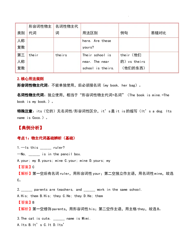 第03讲频率副词与物主代词（解析版）暑假自学课2025年新八年级人教版（2024）英语_最新人教版英语八年级上册_新版_初中英语8上新更新第三套可选择_18暑假自学