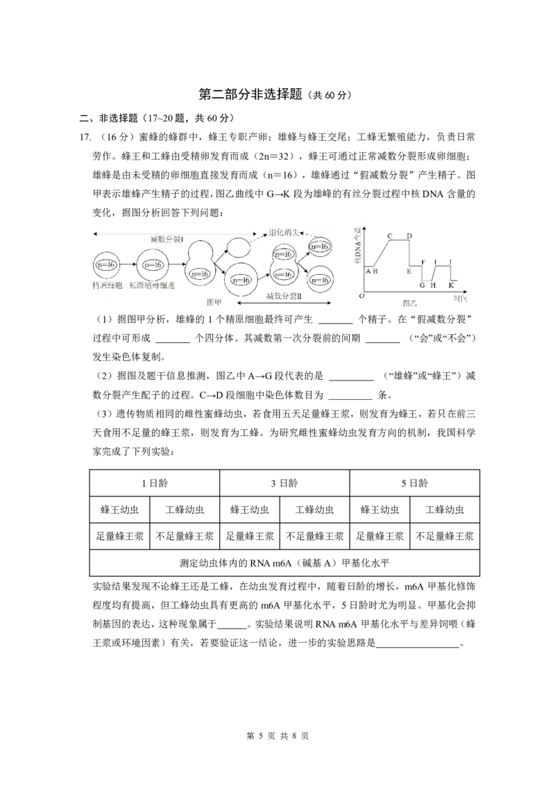 广东实验中学2024-2025学年下期中考试生物学_2025年05月试卷_0519广东实验中学2024-2025学年高一下学期期中考试_广东实验中学2024-2025学年高一下学期期中考试生物Word版含答案