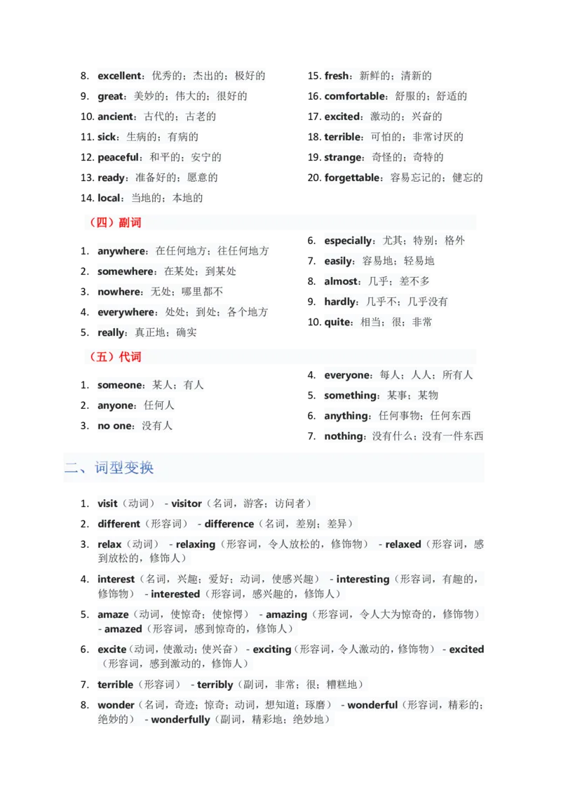 单元知识清单Unit1教师版_最新人教版英语八年级上册_新版_初中英语8上新更新第三套可选择_06知识清单_单元知识清单PDF