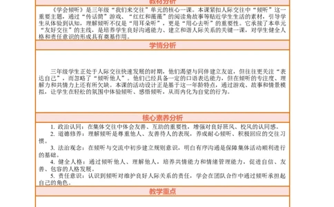 9.1《学会倾听&mdash;&mdash;倾听很重要》教案设计_26新三年级道法下册（统编版）_版本一_部编版道德与法治3下_2026春新版_第三套wu_第四单元我们来交往课件+教案+视频素材