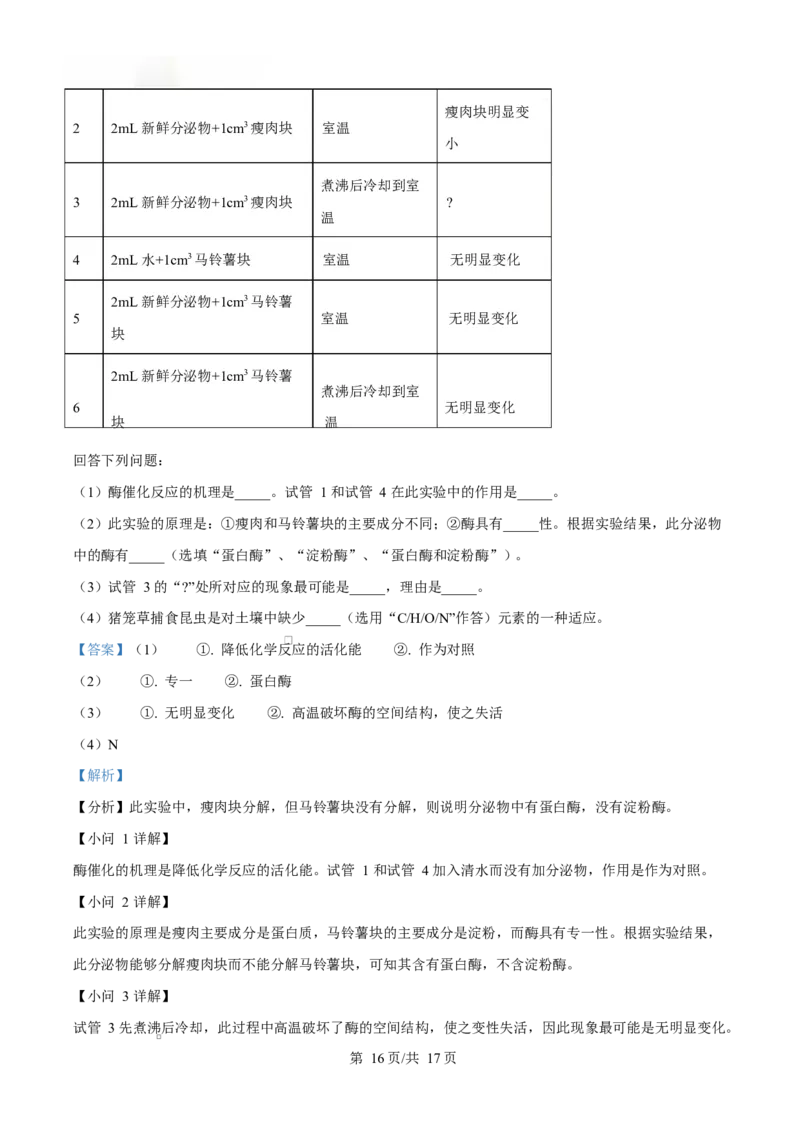 广东省惠州市2024-2025学年高一上学期期末质量检测生物试卷Word版含解析_2025年02月试卷_0221广东省惠州市2024-2025学年高一上学期期末考试