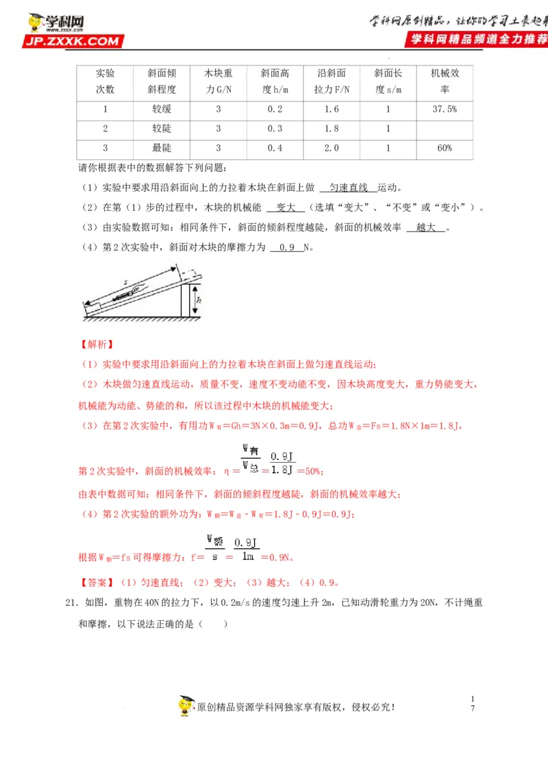 第12章简单机械（解析版）_8、物理总复习_8.中考物理总复习_2022年中考复习资料_2022年中考物理一轮复习知识点梳理与针对性分层训练（人教版）265897621