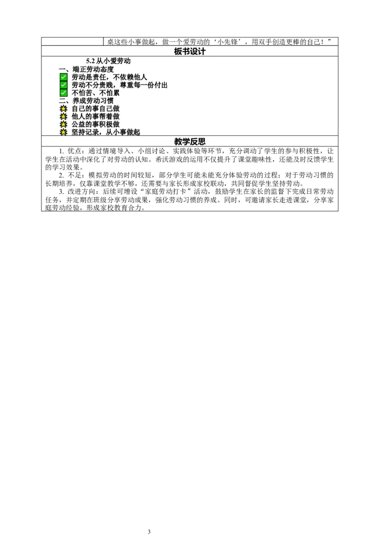 5.2《从小爱劳动&mdash;&mdash;端正劳动态度养成劳动习惯》教案设计_26新三年级道法下册（统编版）_版本一_部编版道德与法治3下_2026春新版_第二套_01.道法3下第2套课件+核心素养教案26春