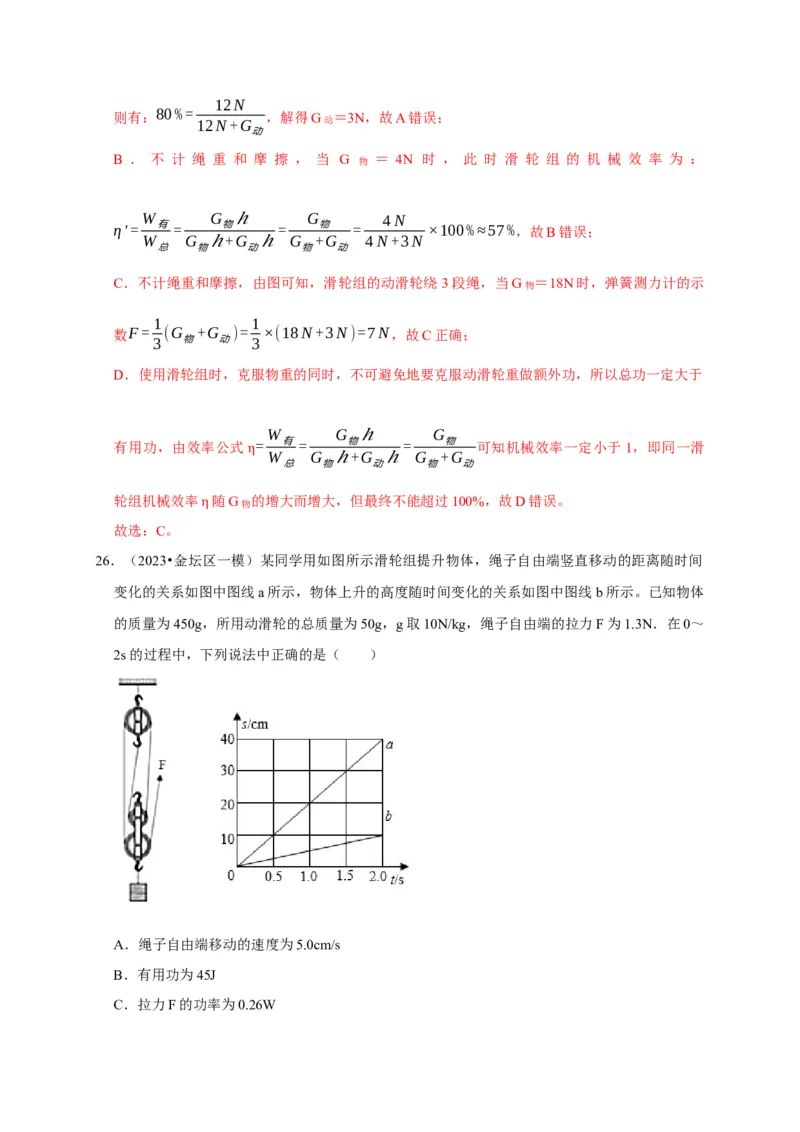 图像题03简单机械、机械效率（解析版）_8、物理总复习_2024年中考复习资料_二轮复习_（讲义+练习）2024年中考物理二轮题型专项复习
