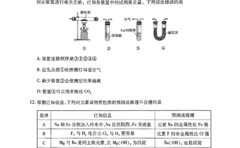 山西省晋中市2024-2025学年高一年级期末调研化学测试试卷_2025年03月试卷_0315山西省晋中市2024-2025学年高一上学期期末考试