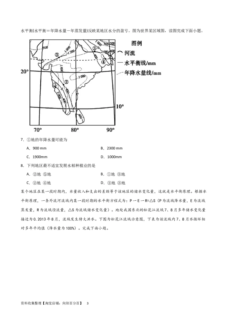 热点专项04（二）水量平衡（原卷版）_新高考复习资料_2024年新高考复习资料_一轮复习资料_完2024年高考地理一轮复习考点通关卷（新高考）_热点专项