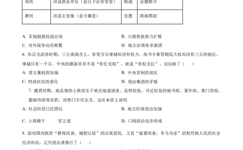 广东省梅州市2024-2025学年高一上学期期末考试历史试题Word版无答案_2025年03月试卷_0324广东省梅州市2024-2025学年高一上学期1月期末考试