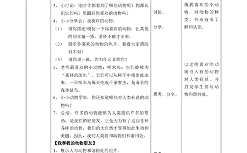 7可爱的动物第一课时教案_26新一年级道法下册（统编版）_老课标资料_2、教学教案部编一下道法_教案1