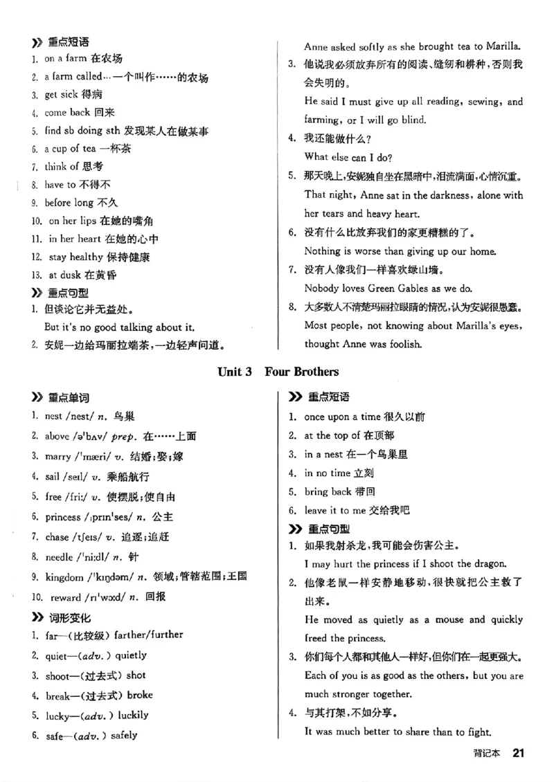 背记本_最新人教版英语八年级上册_新版_初中英语8上新更新第三套可选择_04习题试卷_课时练习