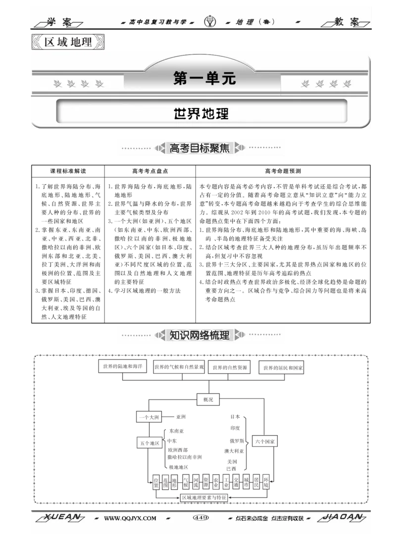 第17单元世界地理教案_新高考复习资料_2022年新高考复习资料_2022届一轮复习讲练结合7.13更新_系列二_第17单元世界地理_第17单元第1讲世界地理概况