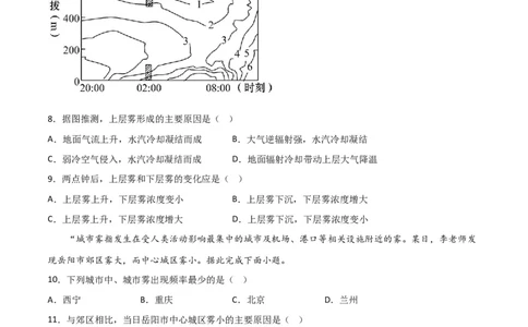 热点专项03云、雾天气（原卷版）_新高考复习资料_2024年新高考复习资料_一轮复习资料_完2024年高考地理一轮复习考点通关卷（新高考）_热点专项