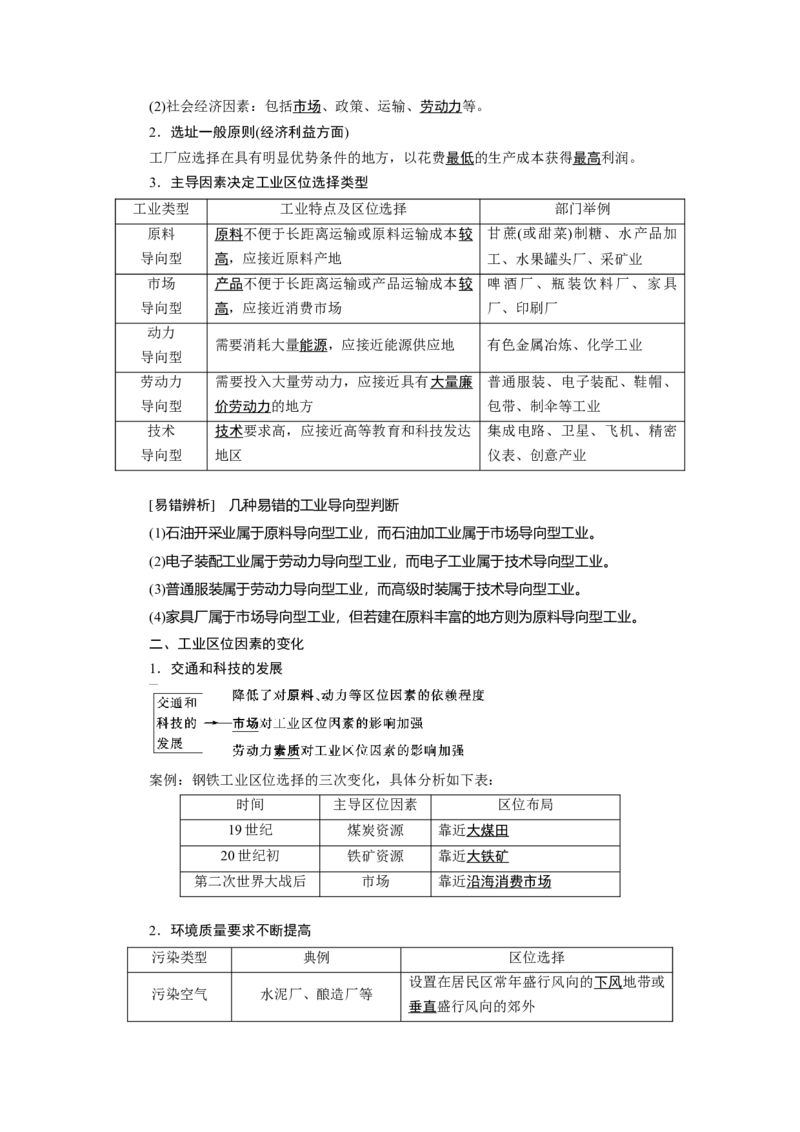 第9章第1讲工业的区位因素教案_新高考复习资料_2022年新高考复习资料_2022届一轮复习讲练结合7.13更新_系列一_第9章　工业地域的形成与发展_第9章第1讲工业的区位因素