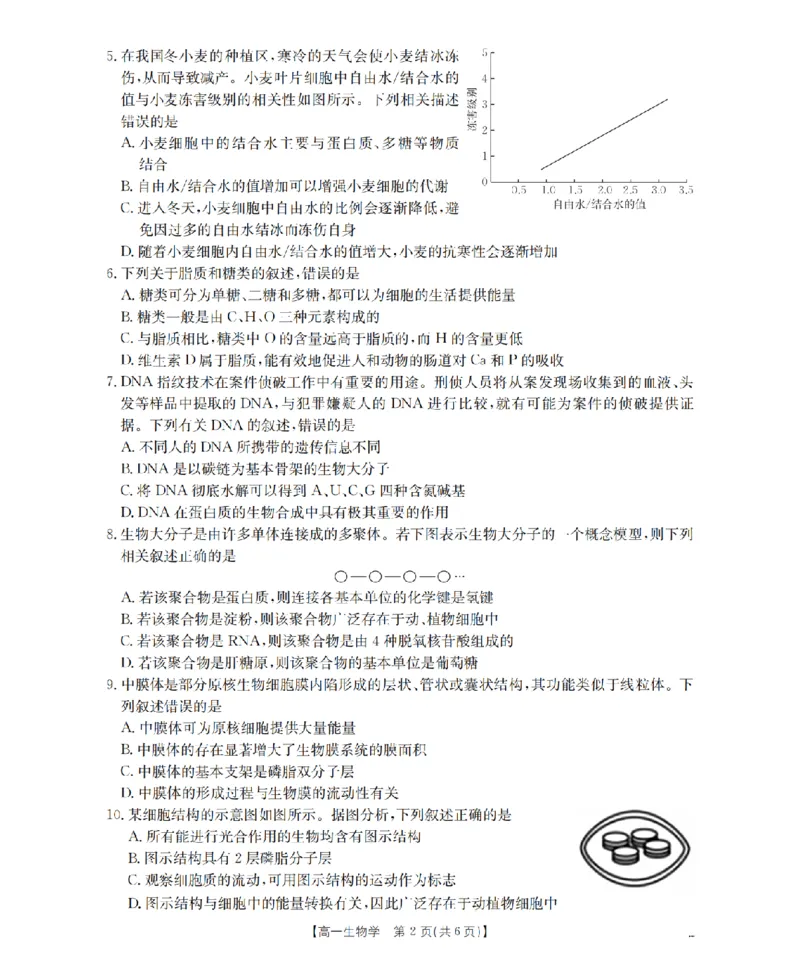 广东省2025-2026学年高一上学期11月联考（26-80A）生物_2025年12月高一试卷_251211金太阳&middot;广东省2025-2026学年高一上学期11月联考（26-80A）（全）