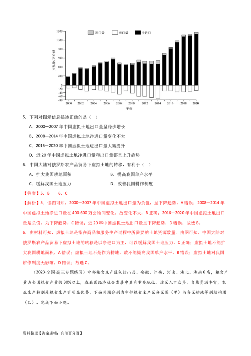 热点专项18（一）中国的粮食安全（解析版）_新高考复习资料_2024年新高考复习资料_一轮复习资料_完2024年高考地理一轮复习考点通关卷（新高考）_热点专项
