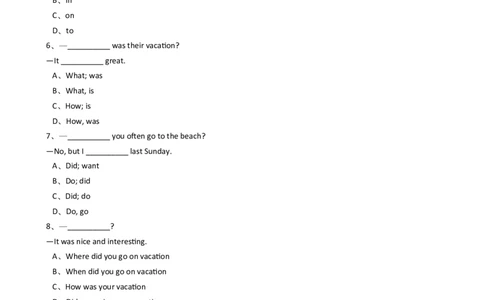 新目标版英语八年级上册Unit1Wheredidyougoonvacation？（SectionA）_最新人教版英语八年级上册_老版（含有参考价值）_03练习和试卷人教版初中英语八上（多版本）易提分旗舰店_同步练习