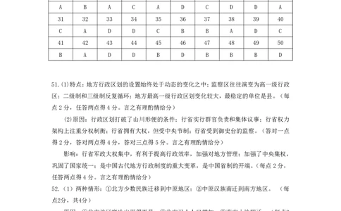 广东实验中学2024&mdash;2025学年（上）高一级中段考试历史答案_2024年11月试卷_1129广东省实验中学2024-2025学年高一上学期期中考试