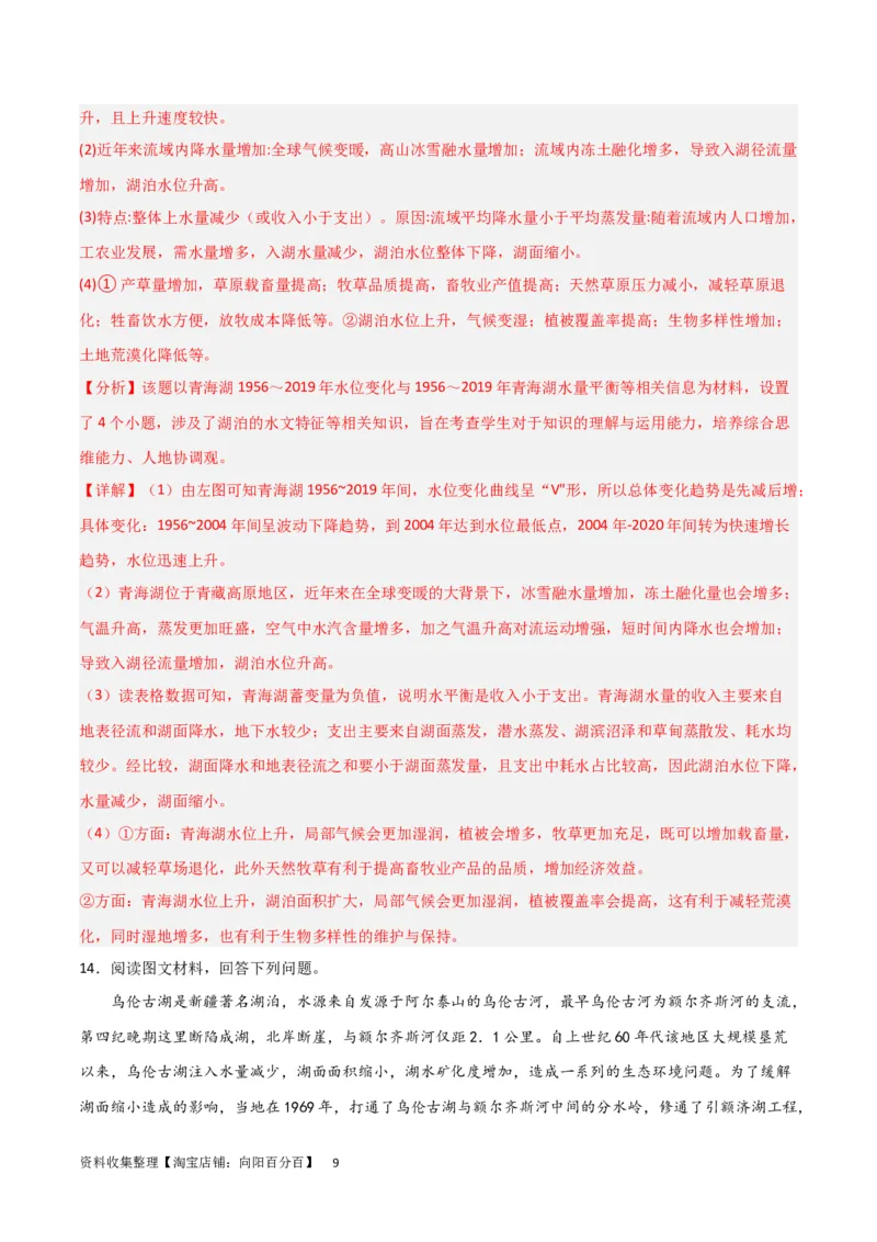 热点专项04（二）水量平衡（解析版）_新高考复习资料_2024年新高考复习资料_一轮复习资料_完2024年高考地理一轮复习考点通关卷（新高考）_热点专项