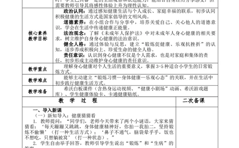 4.道法2下全册核心素养教案（表格式-2课时版）(2)(1)_26新二年级道法下册（统编版）_版本一_部编版道德与法治2下_2026春新版_第二套_02.道法2下教案汇总26春