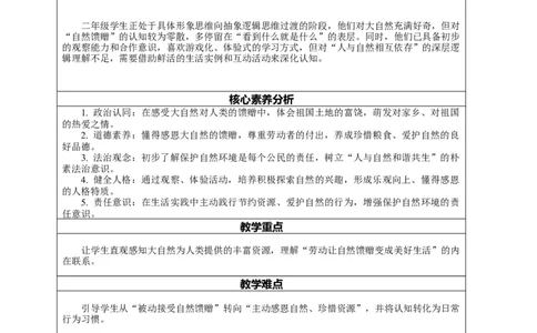 5.2《亲近大自然&mdash;&mdash;大自然的回报》教案设计(1)(1)_26新二年级道法下册（统编版）_版本一_部编版道德与法治2下_2026春新版_第一套_02.道德2下-表格式核心素养教案+PPT课件第2套已更完