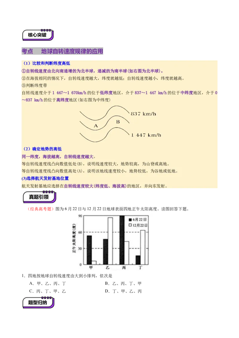 第04讲地球的自转及其地理意义（讲义）（原卷版）_新高考复习资料_2025年新高考资料_2025年高考地理一轮复习讲练测（新教材新高考）