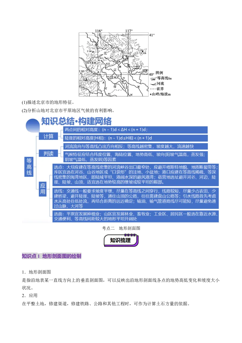 第02讲等高线地形图（讲义）（原卷版）_新高考复习资料_2025年新高考资料_2025年高考地理一轮复习讲练测（新教材新高考）