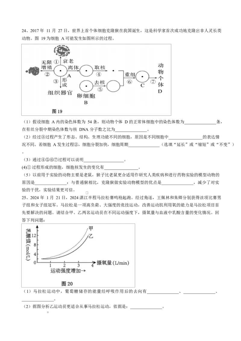 广东省湛江市2024-2025学年高一上学期期末调研考试生物试卷_2025年02月试卷_0213广东省湛江市2024-2025学年高一上学期1月期末调研考试