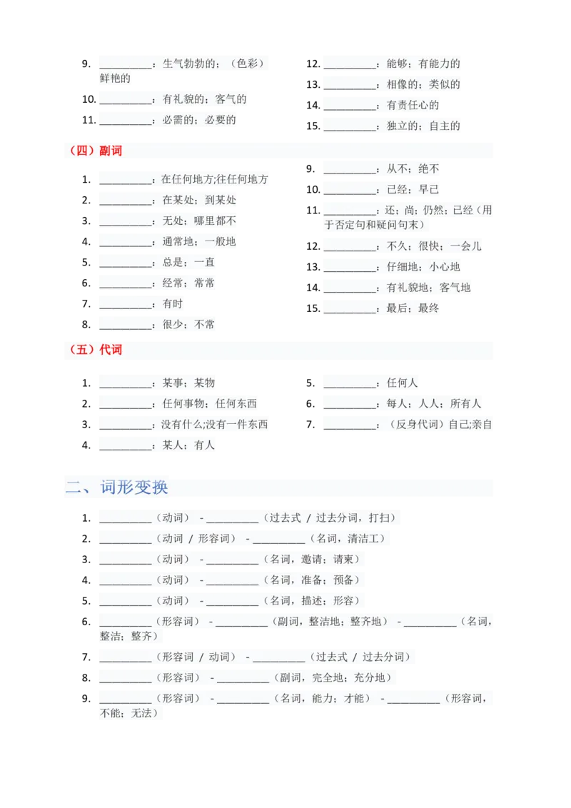 单元知识清单Unit2默写版_最新人教版英语八年级上册_新版_初中英语8上新更新第三套可选择_06知识清单_单元知识清单PDF