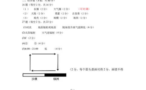 山海联盟校教学协作体2024-2025年度第一学期高一年级地理学科期中试卷答案_2024年11月试卷_1124福建省福州市山海联盟教学协作体2024-2025学年高一上学期11月期中考试