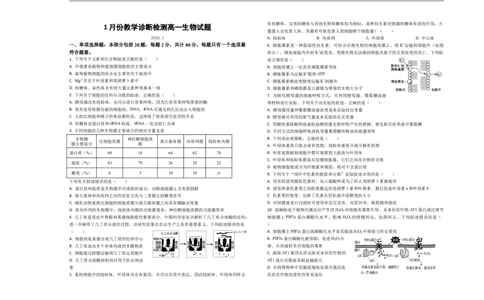 山东省菏泽市第一中学2025-2026学年高一1月质量检测生物试题_2026年01月高一试卷_260117山东省菏泽市第一中学2025-2026学年高一上学期1月质量检测