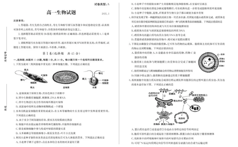 山东省滨州市2024-2025学年高一上学期1月期末生物试题_2025年02月试卷_0213山东省滨州市2024-2025学年高一上学期1月期末考试
