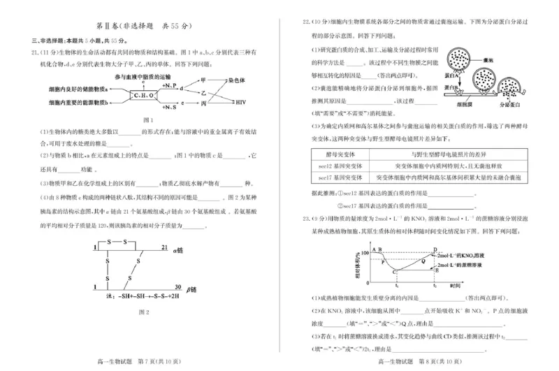 山东省滨州市2024-2025学年高一上学期1月期末生物试题_2025年02月试卷_0213山东省滨州市2024-2025学年高一上学期1月期末考试