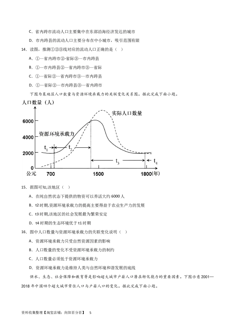 热点专项08人口统计图类（原卷版）_新高考复习资料_2024年新高考复习资料_一轮复习资料_完2024年高考地理一轮复习考点通关卷（新高考）_热点专项