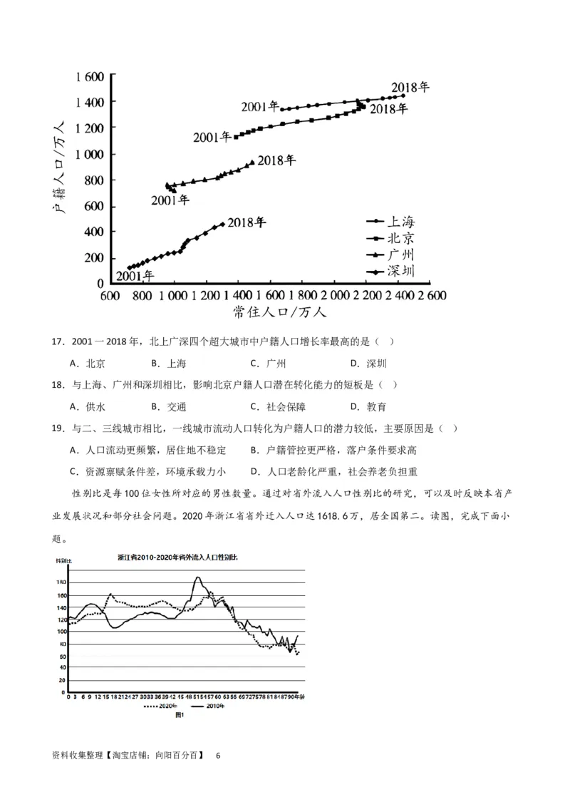 热点专项08人口统计图类（原卷版）_新高考复习资料_2024年新高考复习资料_一轮复习资料_完2024年高考地理一轮复习考点通关卷（新高考）_热点专项