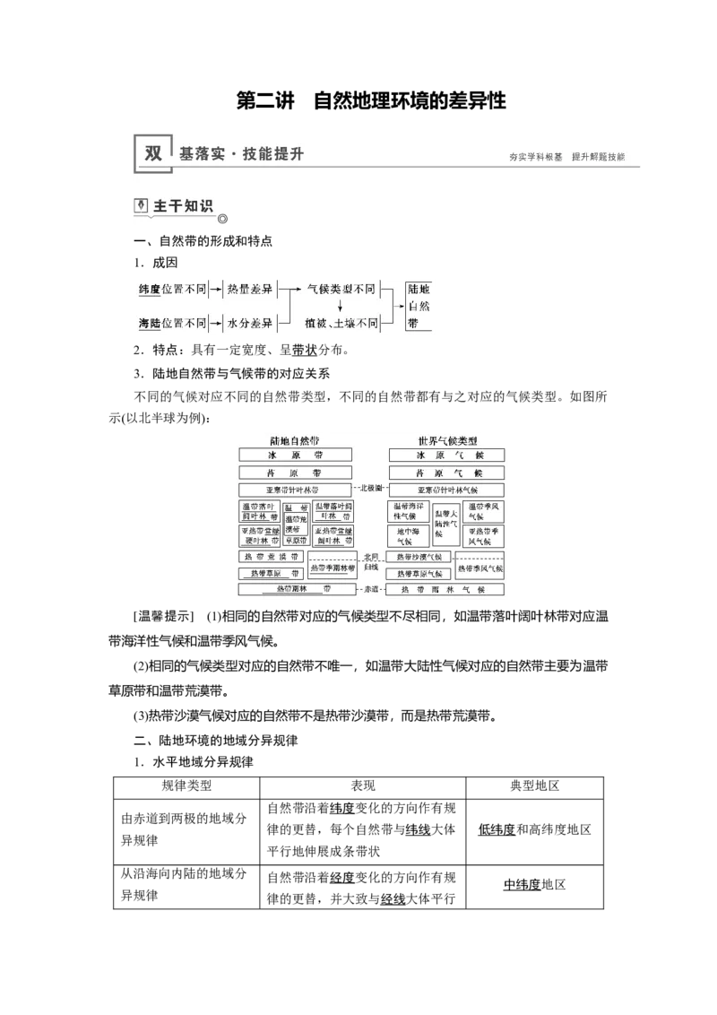 第5章第2讲自然地理环境的差异性教案_新高考复习资料_2022年新高考复习资料_2022届一轮复习讲练结合7.13更新_系列一_第5章　自然地理环境的整体性与差异性