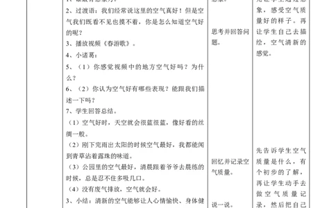 3.10清新空气是个宝第一课时教案_26新二年级道法下册（统编版）_版本二(1)_教学设计_教案1