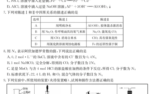 广东省八校联盟2024-2025学年高一上学期教学质量检测（二）化学_2025年01月试卷_0103广东省清远市八校联盟2024-2025学年高一上学期教学质量检测（二）