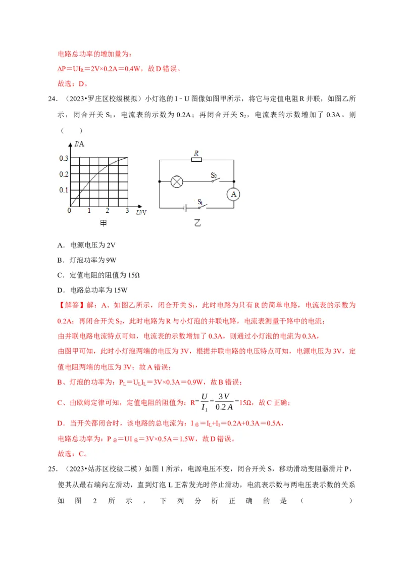 图像题05电功率、焦耳定律（解析版）_8、物理总复习_2024年中考复习资料_二轮复习_（讲义+练习）2024年中考物理二轮题型专项复习