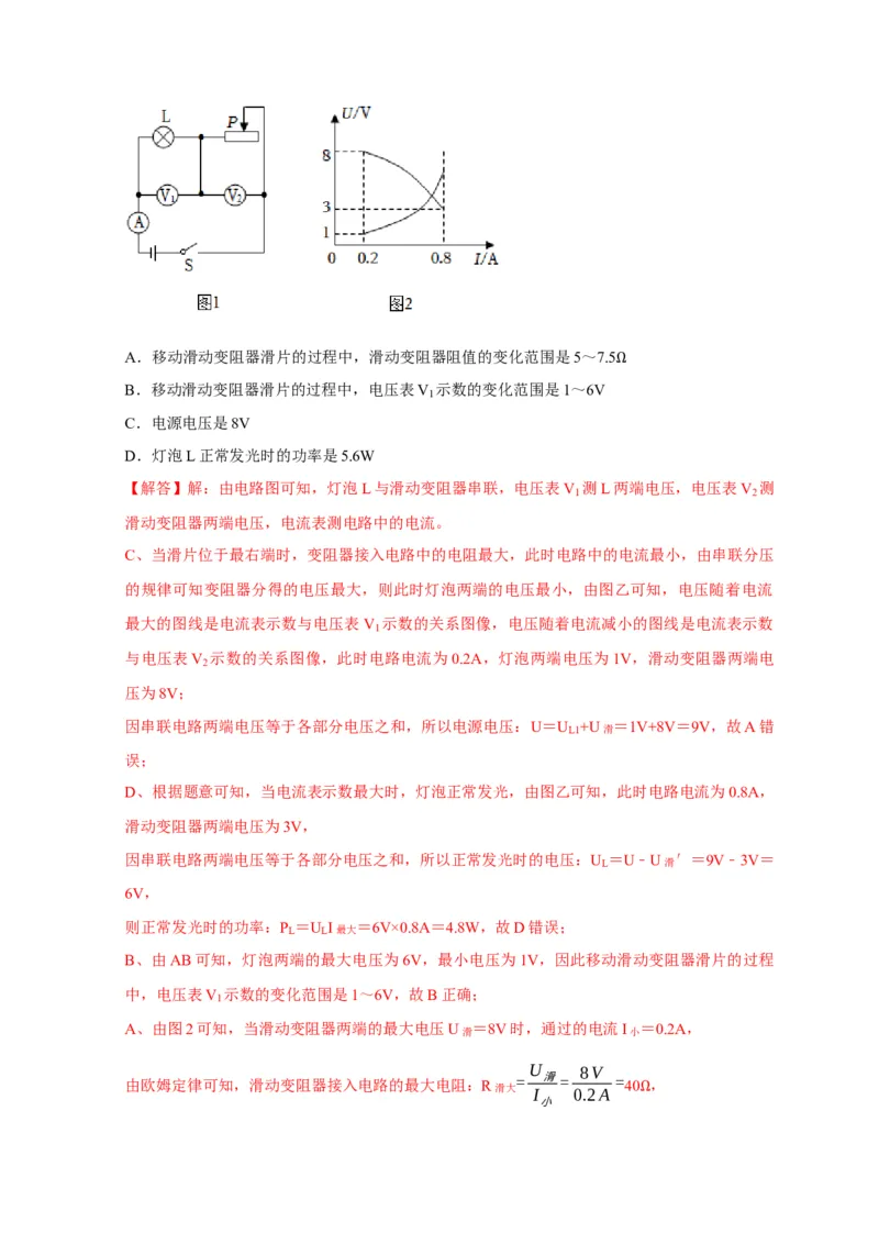 图像题05电功率、焦耳定律（解析版）_8、物理总复习_2024年中考复习资料_二轮复习_（讲义+练习）2024年中考物理二轮题型专项复习