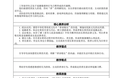 8.1《弘扬家庭美德&mdash;&mdash;孝心献给长辈》教案设计_26新三年级道法下册（统编版）_版本一_部编版道德与法治3下_2026春新版_第二套_01.道法3下第2套课件+核心素养教案26春