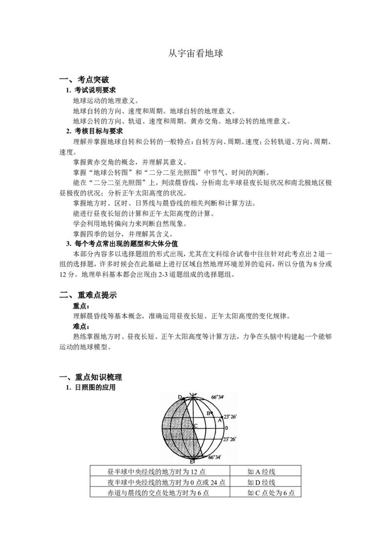 第2单元从宇宙看地球教案_新高考复习资料_2022年新高考复习资料_2022届一轮复习讲练结合7.13更新_系列二_第2单元从宇宙看地球_第2单元第2讲地球的自转及其地理意义