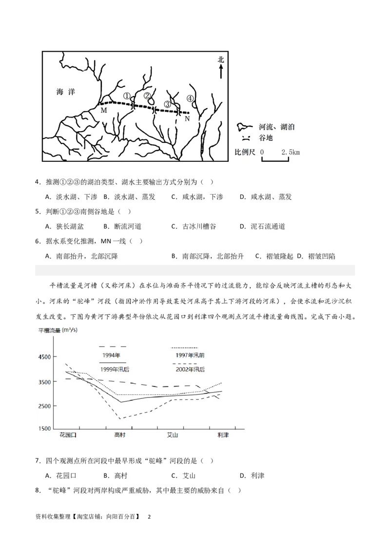 热点专项04（一）河流水文特征（原卷版）_新高考复习资料_2024年新高考复习资料_一轮复习资料_完2024年高考地理一轮复习考点通关卷（新高考）_热点专项