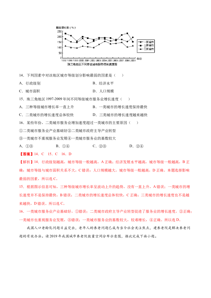 讲练一通二轮09人口与城市（分层训练）（教师版）_新高考复习资料_2022年新高考复习资料_讲练一通二轮高考地理高频考点解密（讲义+分层训练）