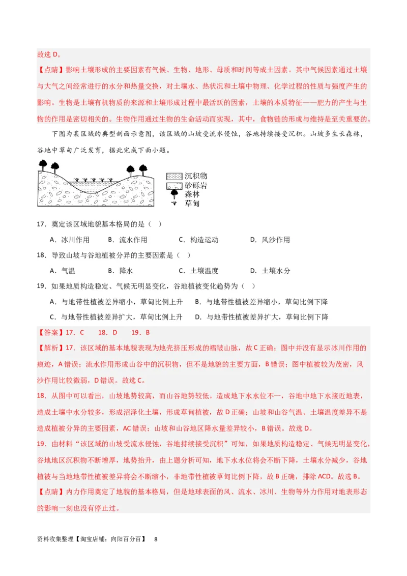 考点巩固卷05地表形态的塑造（解析版）_新高考复习资料_2024年新高考复习资料_一轮复习资料_完2024年高考地理一轮复习考点通关卷（新高考）_考点巩固卷