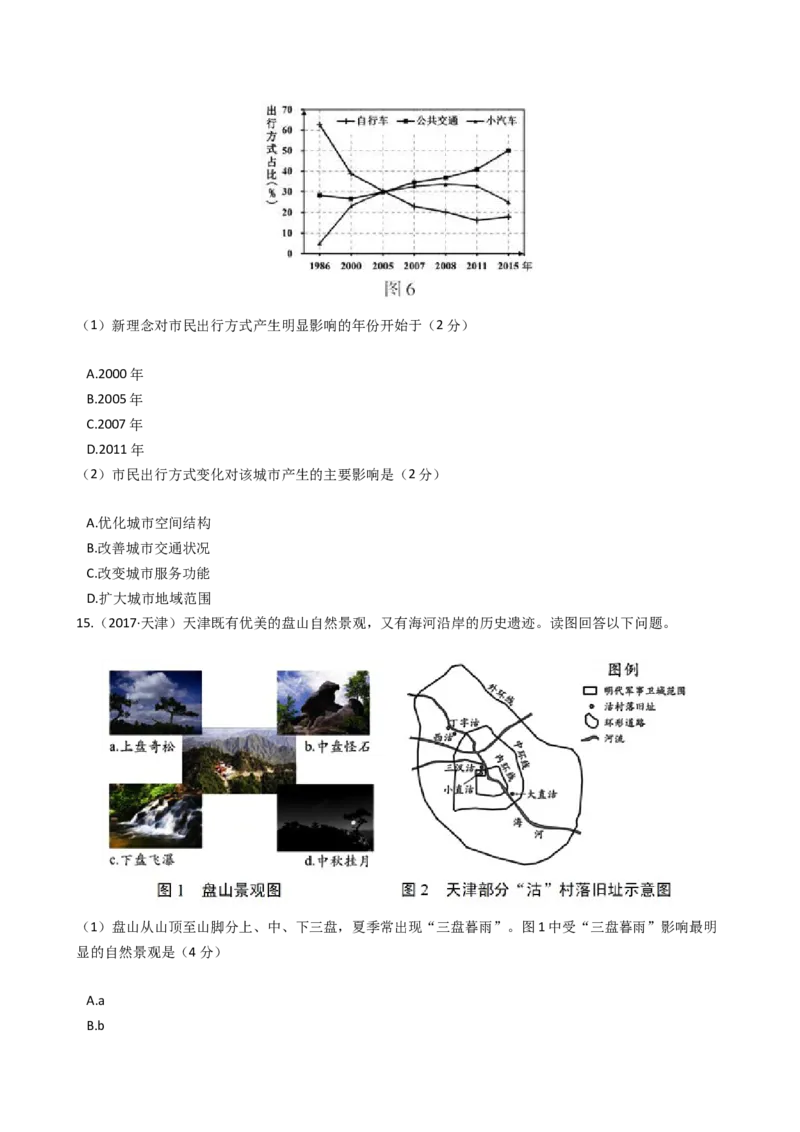 高考地理五年真题分类汇编（2017-2021）第19讲城市化(学生版)_新高考复习资料_2022年新高考复习资料_高考地理五年真题分类汇编（2017-2021）（教师版+学生版）8.10更新