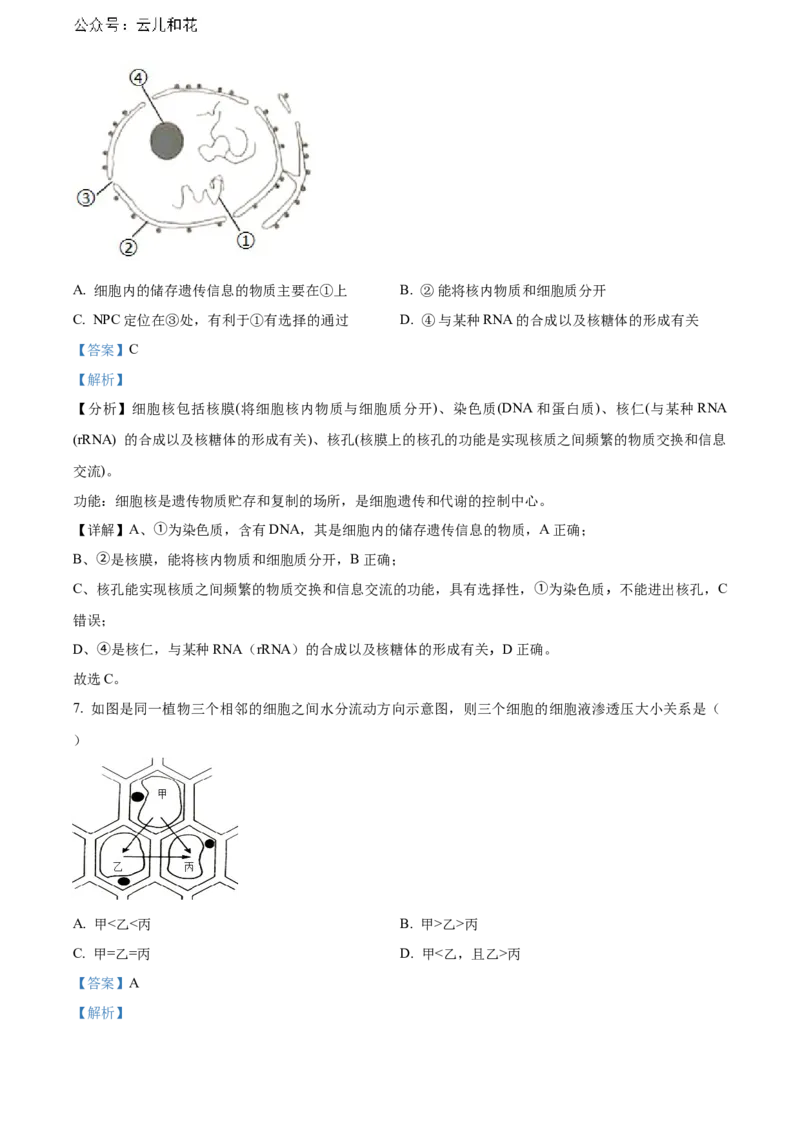 广西壮族自治区贺州市2023-2024学年高一上学期期末考试生物试题Word版含解析_2024年12月试卷_1223广西壮族自治区贺州市2023-2024学年高一上学期期末考试