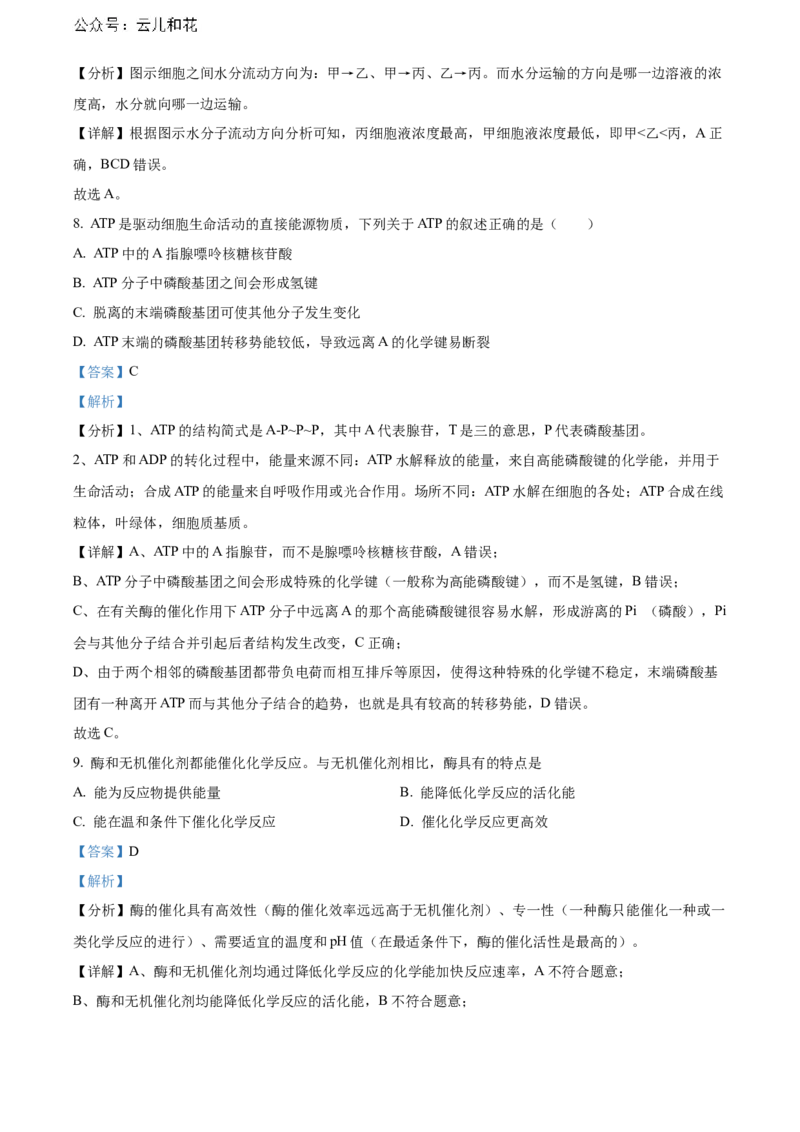 广西壮族自治区贺州市2023-2024学年高一上学期期末考试生物试题Word版含解析_2024年12月试卷_1223广西壮族自治区贺州市2023-2024学年高一上学期期末考试
