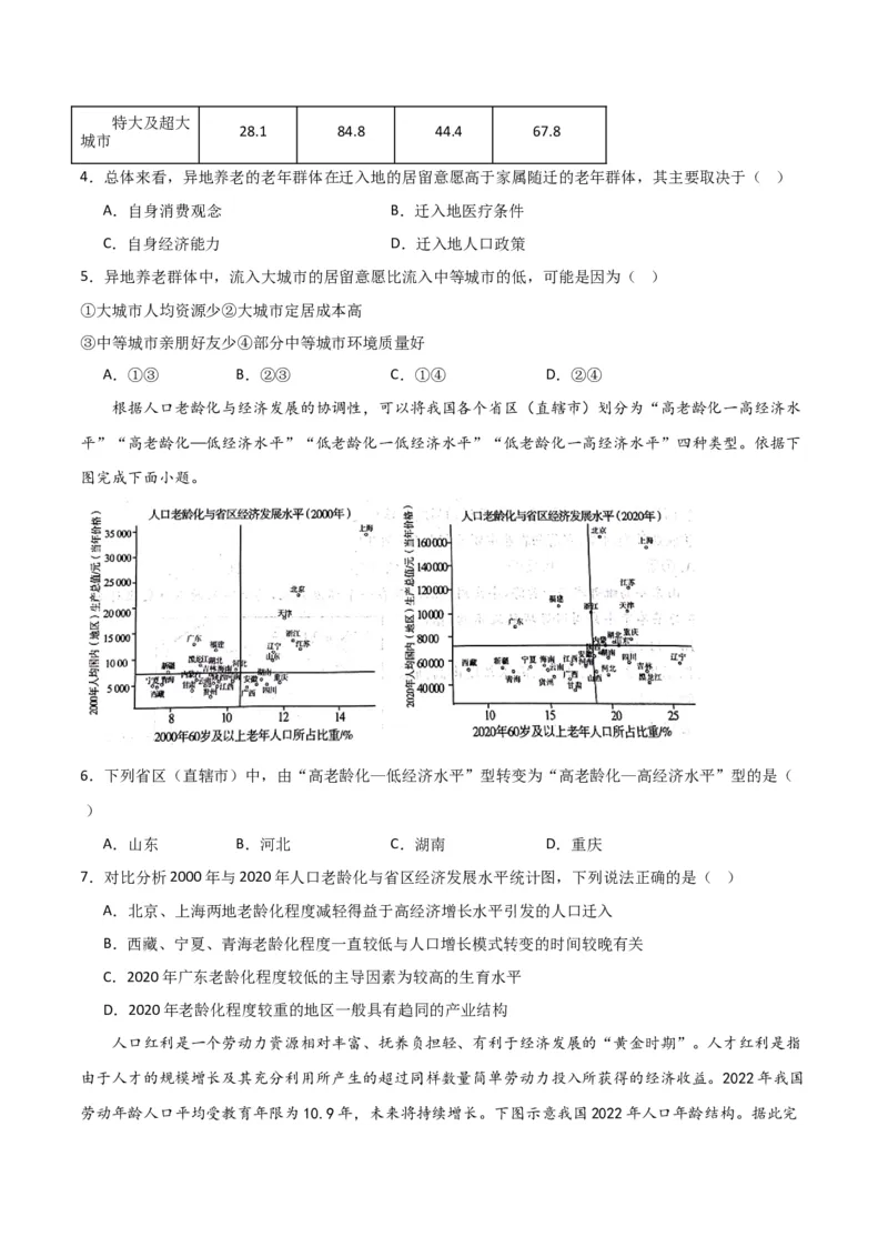 重难点09人口-2024年高考地理热点&middot;重点&middot;难点专练（新高考专用）（原卷版）_新高考复习资料_2024年新高考复习资料_专项复习资料